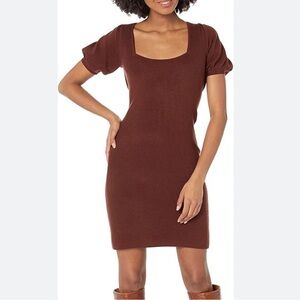 NWT French Connection Puff Sleeve Ribbed Mini Sweater Dress. Sz M